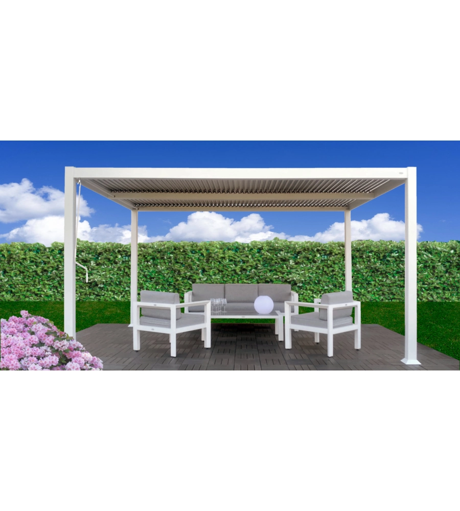 PERGOLA BIOCLIMATICA RIVIERA "SOLANUM PLUS" IN ALLUMINIO BIANCO 300X400X240 CM